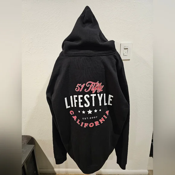 Men's Hoodie 51 Fifty Lifestyle Black XXL EUC - Picture 2 of 5